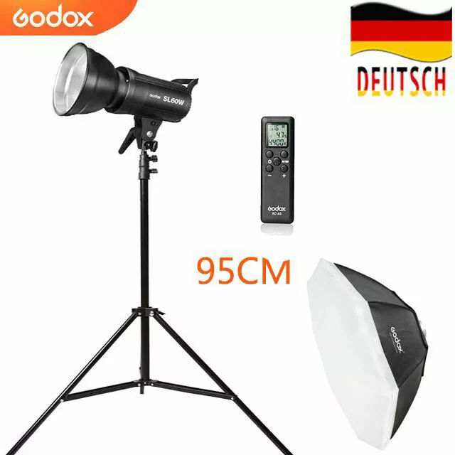 Godox SL-60W LED Lampe Videolicht mit Fernbedienung + 95cm Softbox + Stativ