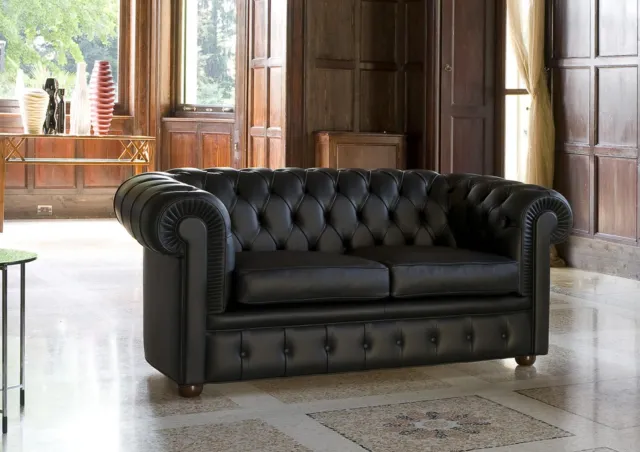 Chesterfield Sofa Couch Upholstered Sofa Classic 2-Seater Seat Leather