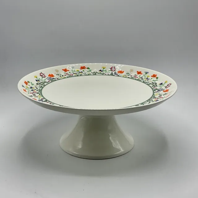 Mikasa Footed Cake Plate Stand Petit Point Floral Flower Spring 10.75”D