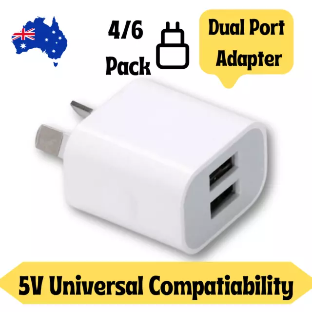 4/6 Bundle Universal Travel 5V 2A USB AC Wal Charger Power Adapter AU Plug Phone