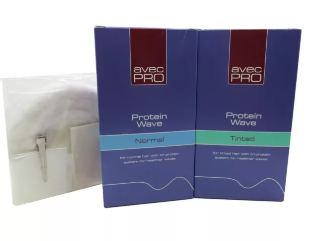 Avec Pro Protein Wave Perms Normal or Tinted  Free Perm Kit Papers Cap Neck Wool