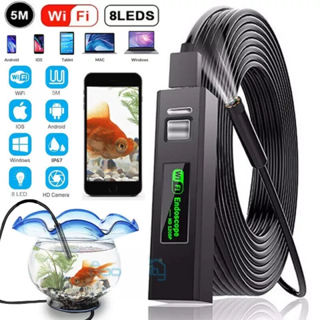 USB Wifi Endoskop Inspektion Kamera 5M 8 LED Endoscope für iPhone Android Handy