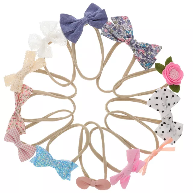 12pcs Big Bows Hairbands for Newborns