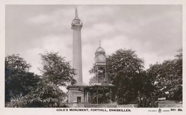 ENNISKILLEN – Cole's Monument Forthill Real Photo PC –Fermanagh–Northern Ireland