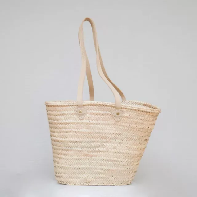 STRAW BAG Handmade with leather, French Market Basket, french market bag