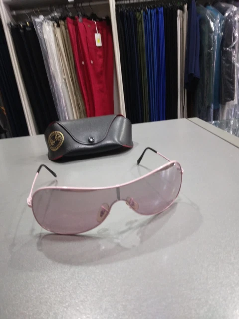 Ray-Ban RB 3211 Small Mascherina Rosa  Lenti Rosa Buone Condiz. Con Fodero M178