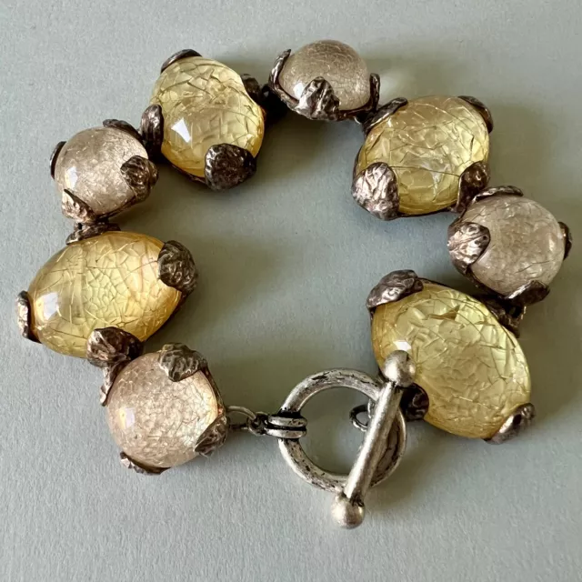 Superbe bracelet ISAKY Paris - vintage couture - métal et cabochons résine