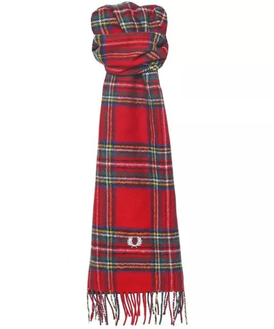 Genuine Fred Perry Royal  Stewart Tartan Scarf, Red - Brand New With Tag