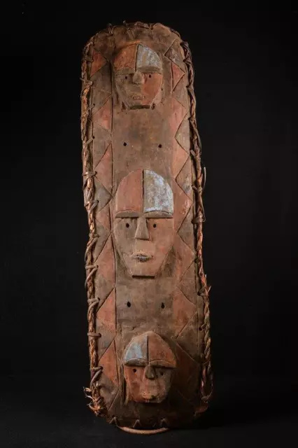 22214 A Primitiva Grande Africana Banso Escudo Máscara Camerún 120cm x 33cm