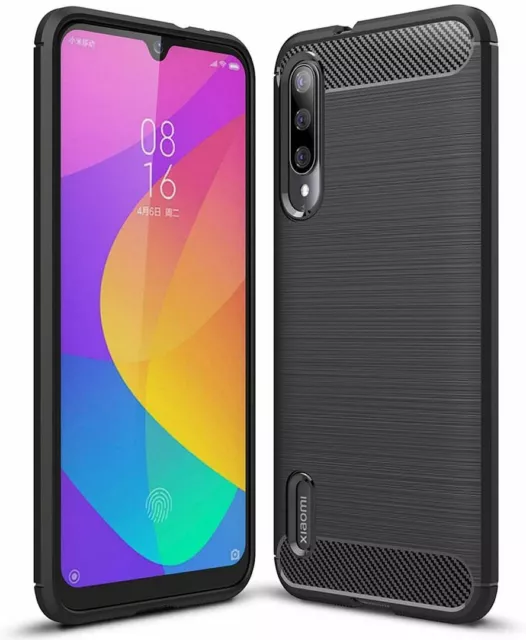 Coque Xiaomi Redmi 8 9 9C Note 10 4G 5G Note 10 Pro Effet Fibre de Carbone Noir