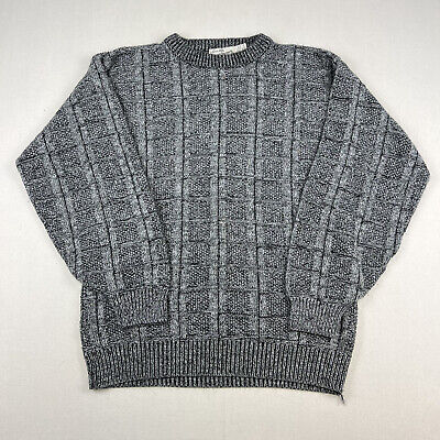 Vintage 80s 90s SEARS ROEBUCK & CO Grey Knit Sweater Acrylic USA Mens sz Medium
