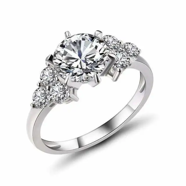 Nuevo anillo de bodas de compromiso hermoso de corte redondo blanco de 1 CT...