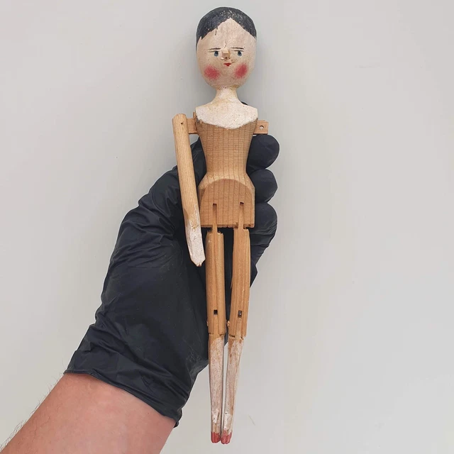 Grodnertal Grodner Tal Wooden 10" Carved Peg Doll - Vintage/Antique - #5