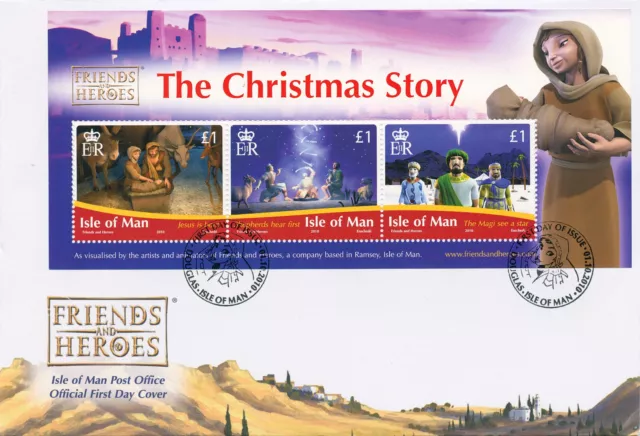 Isle of Man IOM Stamps 2010 FDC Christmas Friends & Heroes TV Series 3v M/S
