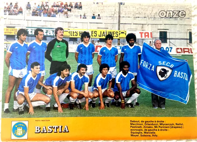 Poster football Mlynarczyk Zimako Meyer SEC Bastia championnat de France 1984-85