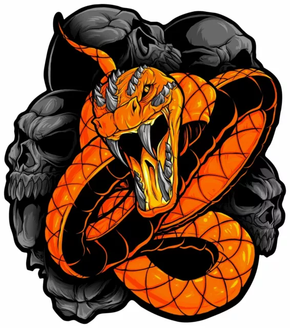 Arancione Serpente Veleno Viper Fang Adesivi Calcomanie Set 2 Laminato No Graffi