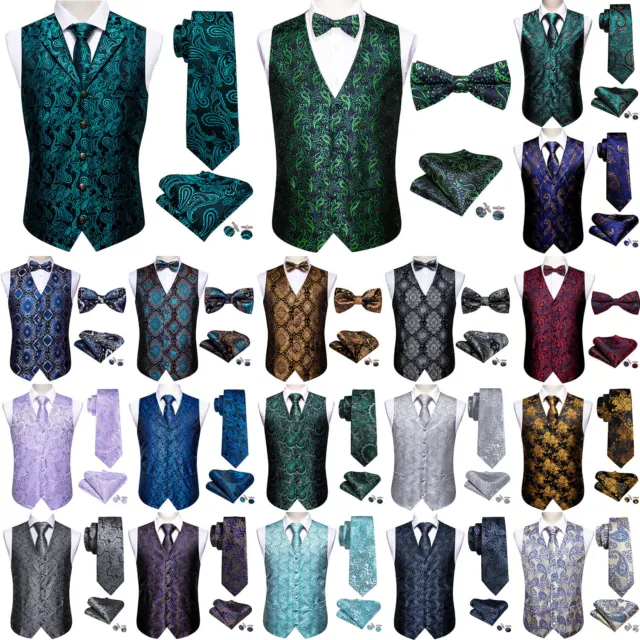 Set gilet di seta floreale paisley con cravatta/cravatta set cravatta da uomo S-XXXXL funzionante