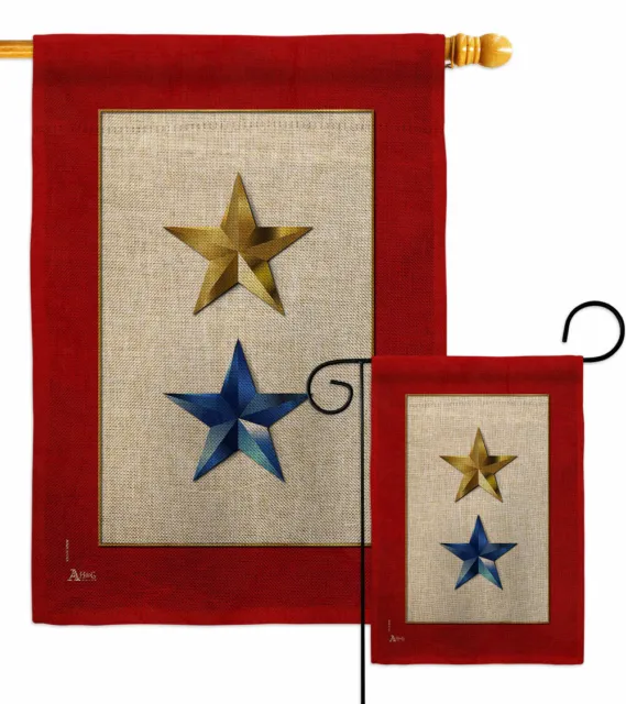 Gold Blue Stars Burlap Garden Flag Armed Forces Military Service Yard Banner