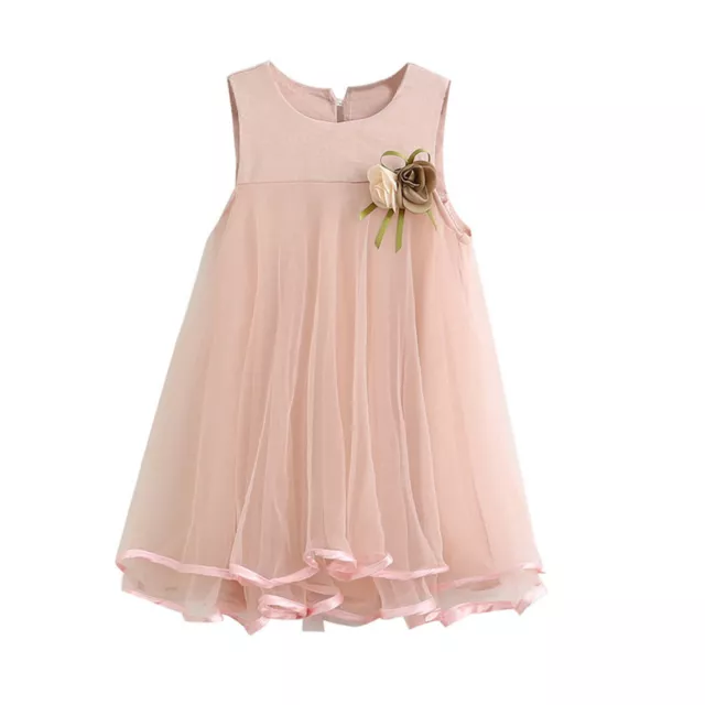 Kids Baby Girls Chiffon Party Dress Sleeveless Drape Bridesmaid Princess Dresses 3