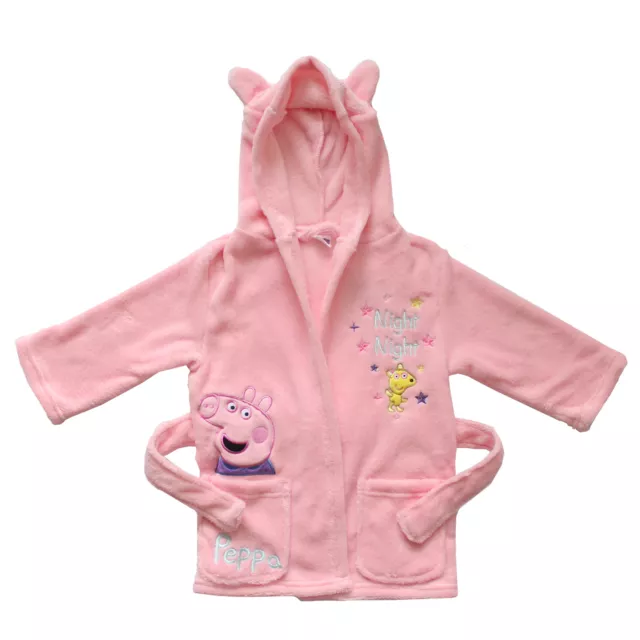 Licensed Girls Peppa Pig Fleece Dressing Gown Robe Age 1-6 Years Pink