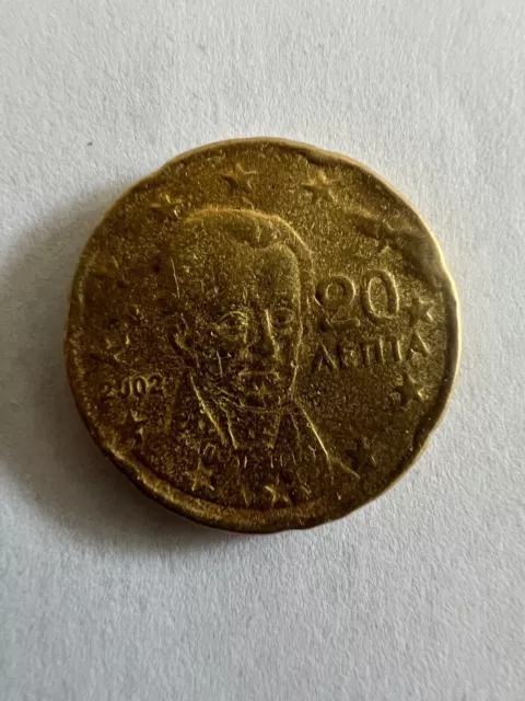 Seltene 20 Cent Euro Münze 2002 Griechenland Aenta Fehlprägung