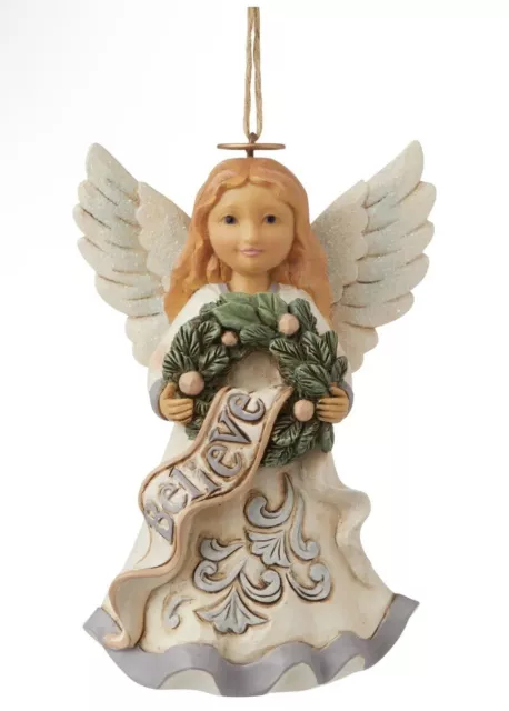 Jim Shore Heartwood Creek White Woodland Believe Angel Hanging Ornament 6009587