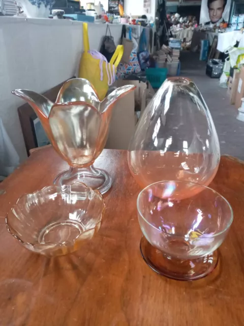 Glassware French Peach/orange Job Lot