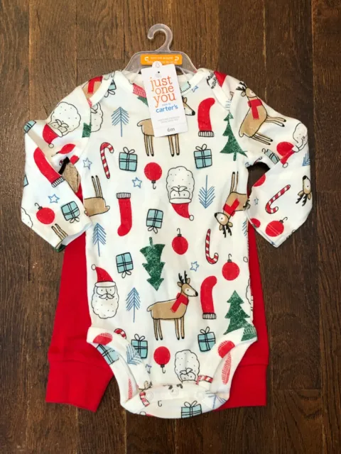Carter's Just One You Baby Size 6 Months 2pc Christmas Bodysuit & Pants Set