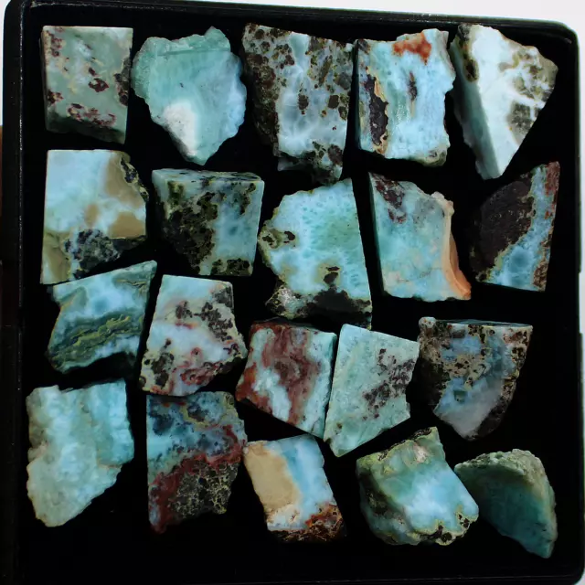 20 piezas Natural dominicano Larimar cristal crudo rebanada Druzy Mineral...