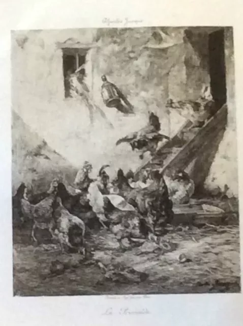La Provende Hens Charles Emile Jacque 1813-1894 Helio Georges Small Barbizon