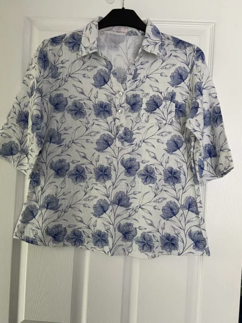 Fan & Fel Shirt Top Size 14 Blue & White