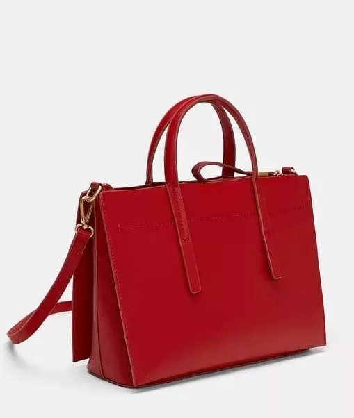 ZARA RED MIDI City Bag With Zips Bnwt 16.00 PicClick UK