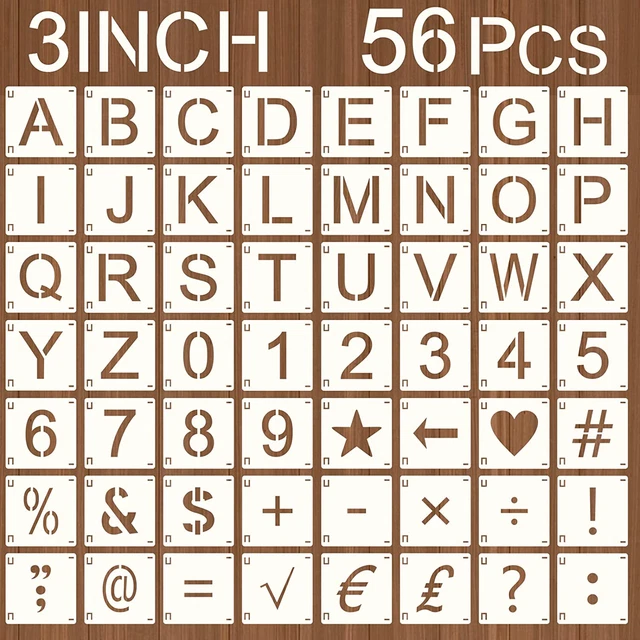 Plantillas para pintura, paquete de 56 plantillas de letras y números alfabeto arte artesanal St