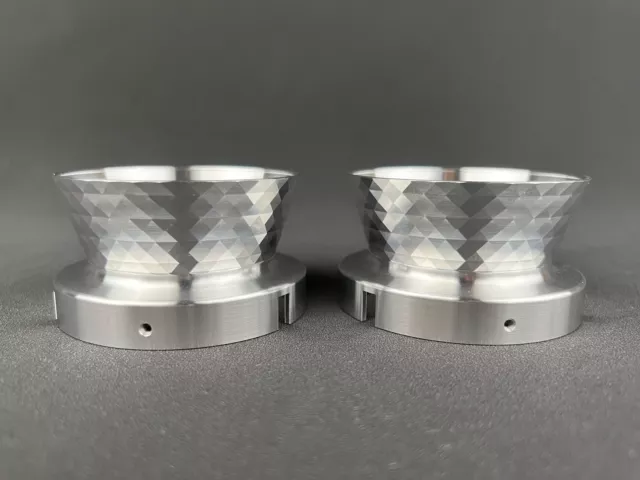 New Pair Polished Aluminum Diamond Silver Cup For Revox NAB Hub Adapters