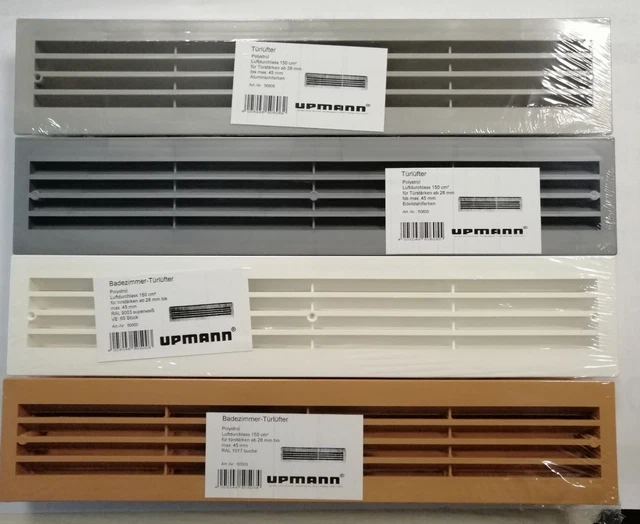 Türlüfter Kunststoff Lüftungsgitter In Eichefarbig – Maße 434 X 76mm, Für Türstärken 28-54mm