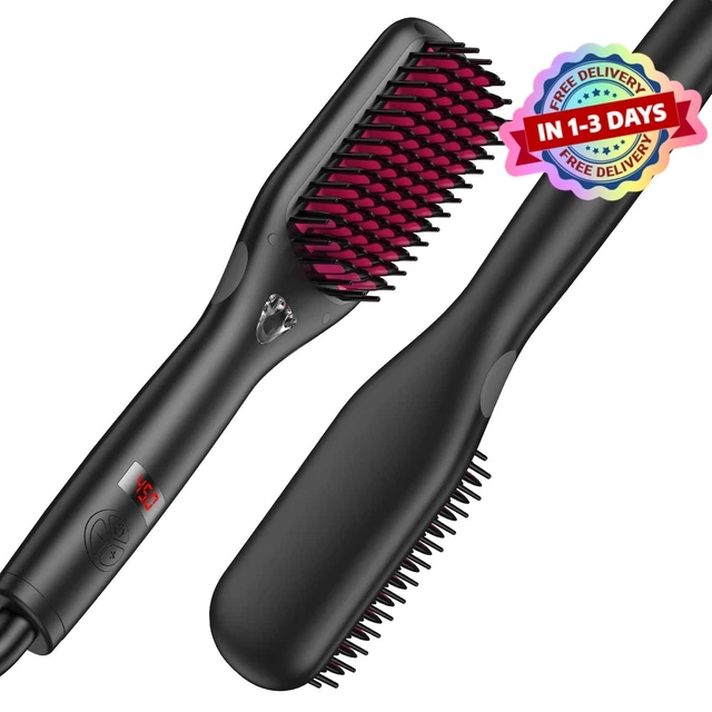 Alisador De Pelo Anti Estático Cepillo Plancha Cerámica Rápido Fácil De Usar NEW