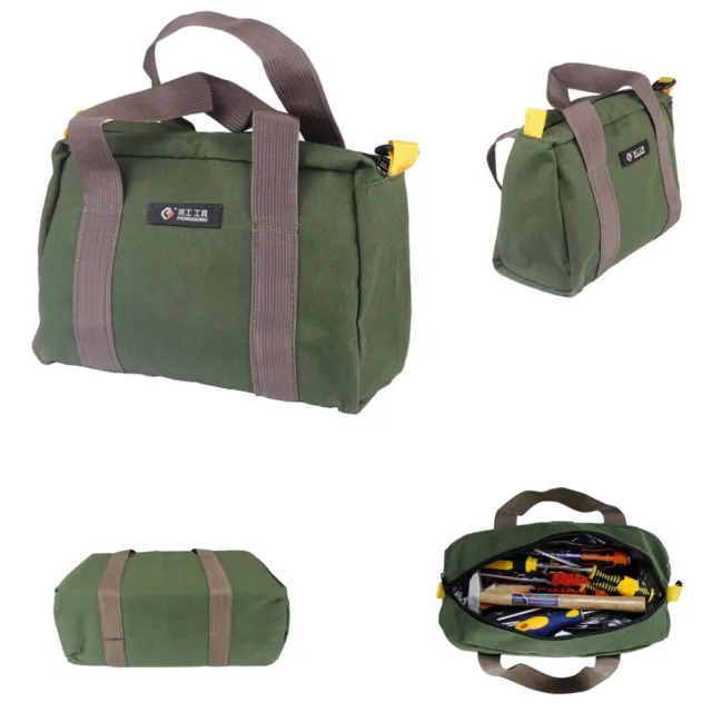 12/18in Heavy Duty Canvas Tool Bag Waterproof Storage Tote Travel Camping Large