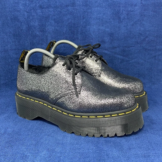 Wmns Dr. Martens 1461 Quad Fur Lined Platform Derby Distressed Metallic US sz 9