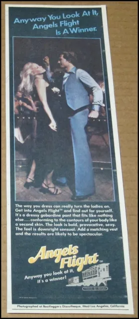 1978 Angels Flight Disco Pants Print Ad Advertisement Clipping Vintage 4"x12.25"