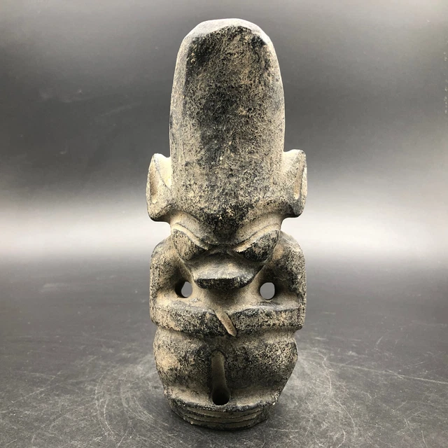 old Chinese antique hongshan culture Jade stone Hand-carved sun god Statue,#871