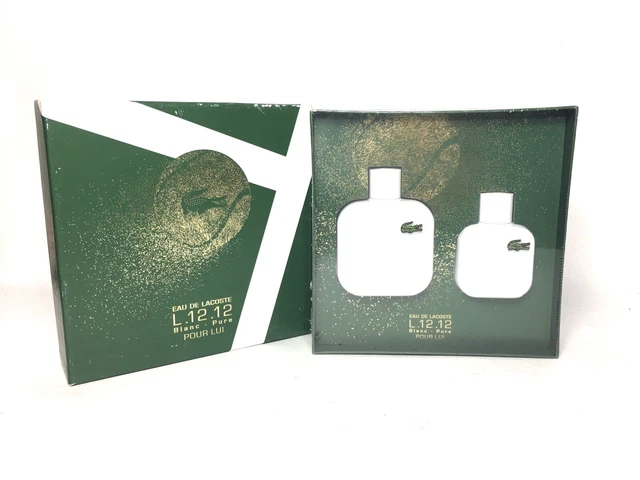 Lacoste L.12.12 Blanc Pure Men 3.3 oz & 1.6 oz Eau De Toilette 2 Bottle Gift Set