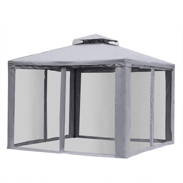 Outsunny Gartenpavillon Pavillon Gartenzelt mit 4 Seitenwänden 3 x 3 m 2