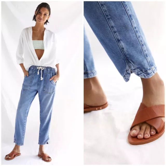 PILCRO by ANTHROPOLOGIE High Rise Relaxed Pull On Jeans Size XS Crop Denim