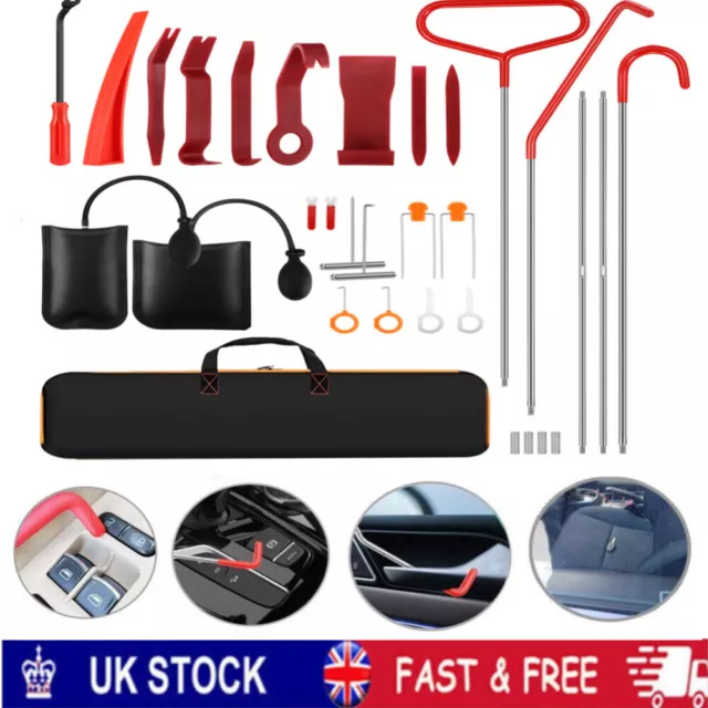 31Pcs Car Door Emergency Tool Set Breakdown Long Reach Lockout Universal Kit UK