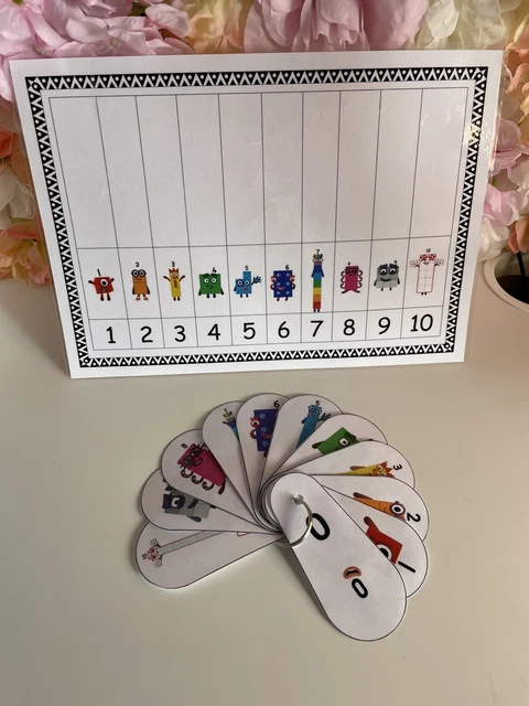 NEW CBEEBIES NUMBERBLOCKS 0-10 Laminated Fans & A4 Size 1-10 Counting ...