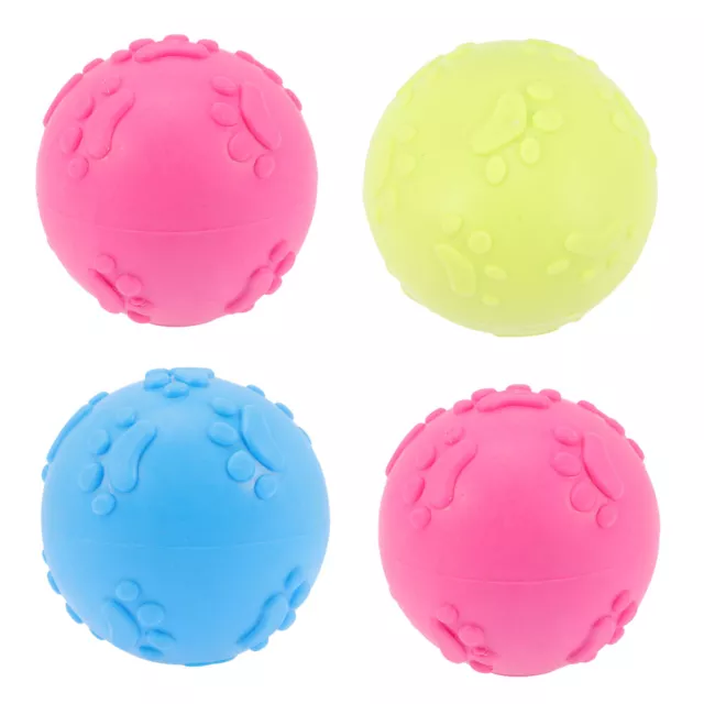 4Pcs dog interactive toy Pet Dog Balls Toy Squeaky Cleaning Teeth Dog Toys for