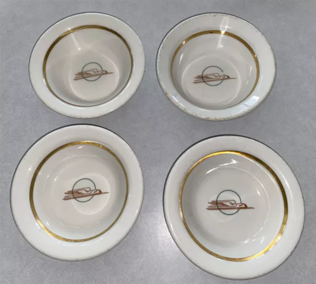 4 Union Pacific Railroad Winged Streamliner Art Deco Dining Car small bowls