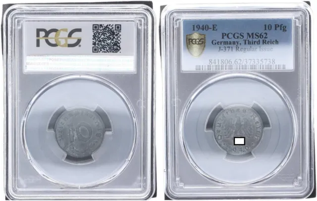 3. Reich 10 Pfennig 1940 E   vz-prägefrisch PCGS MS62   106432