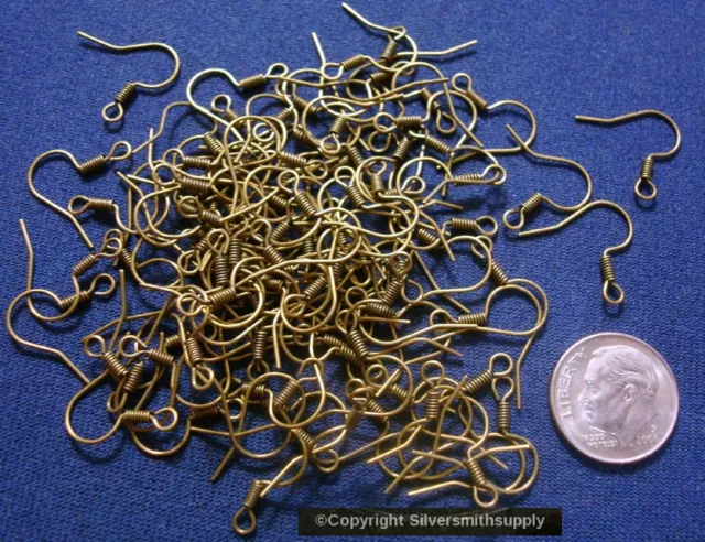 100 Bronze plated fish hook earrings wires coil design open loop fpe123 2