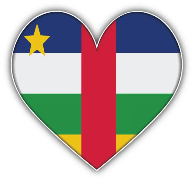 Central African Republic Heart Flag Car Bumper Sticker Decal - "SIZES"
